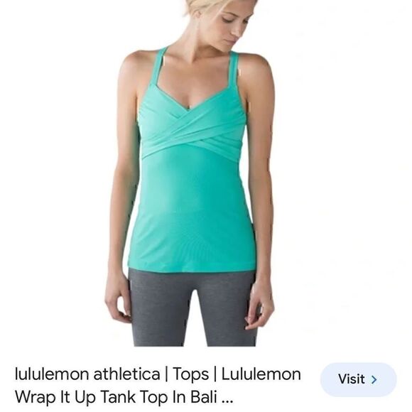 Lululemon  Turquoise Wrap  it  Up Tank  Top Size 4 - Picture 1 of 11